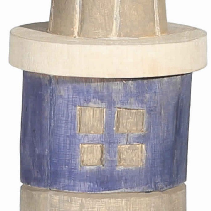 Wooden Light House Figurine with Flag Finial, Small, Multicolor