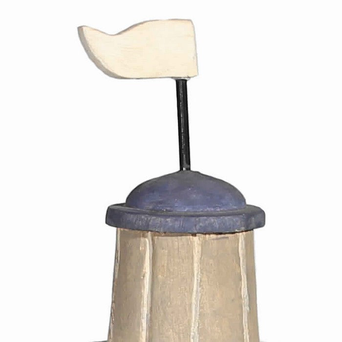 Wooden Light House Figurine with Flag Finial, Small, Multicolor