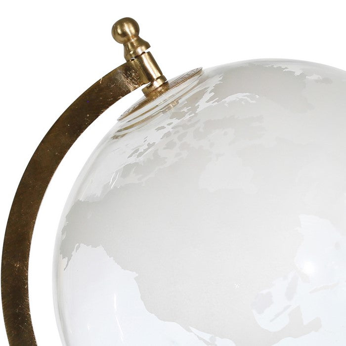 Decorative Glass Globe with Metal Frame, Clear and Gold