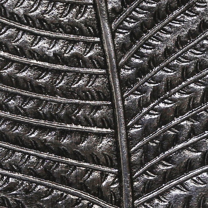 Decorative Metal Betel Leaf Figurine on Stand, Gray and Silver