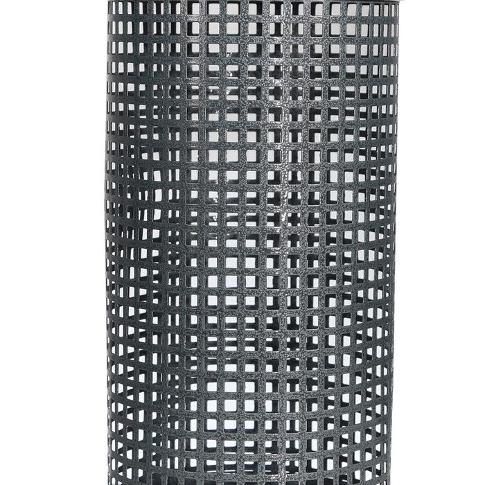 Metal Candle Holder with Grid Details, Large, Gray and Copper