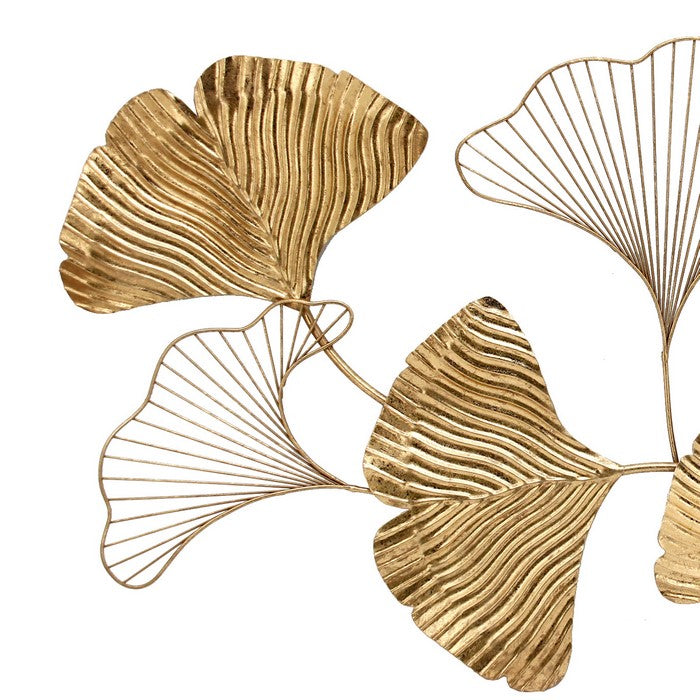 Decorative Metal Petal Wall Decor with Intricate Carvings, Gold