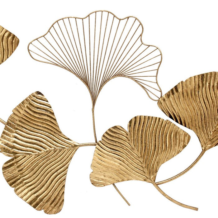 Decorative Metal Petal Wall Decor with Intricate Carvings, Gold