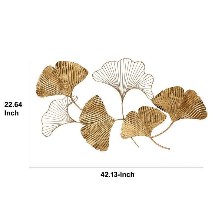 Decorative Metal Petal Wall Decor with Intricate Carvings, Gold