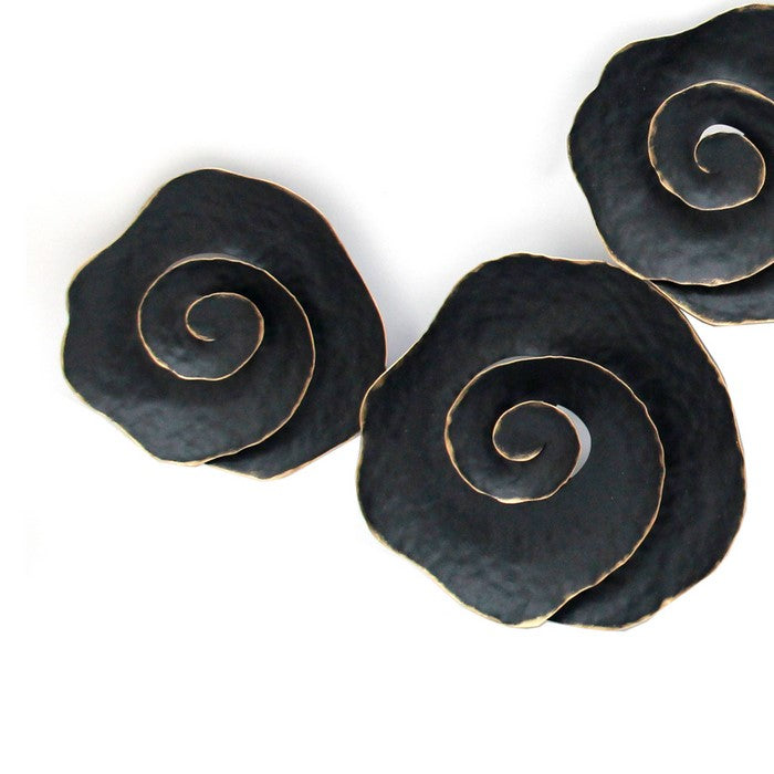 Decorative Metal Rose Wall Decor with Intricate Details,Gold and Black
