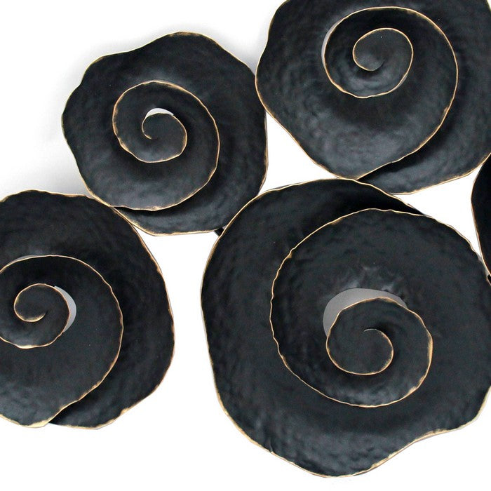 Decorative Metal Rose Wall Decor with Intricate Details,Gold and Black