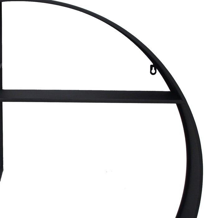 Industrial Round Metal Wall Shelf with 4 Storage Space, Black