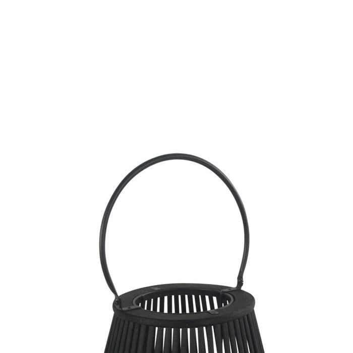 Decorative Drum Shaped Open Cage Bamboo Lantern, Large, Black
