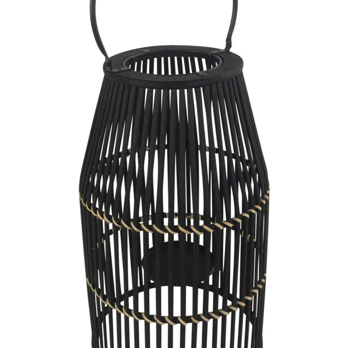 Decorative Drum Shaped Open Cage Bamboo Lantern, Large, Black