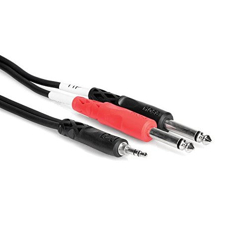 Hosa CMP-153 3.5 mm TRS to Dual 1/4 inch TS Stereo Breakout Cable, 3 feet