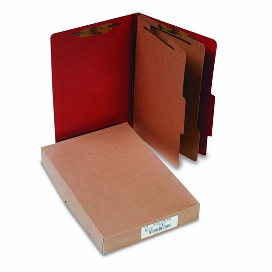 ACCO 16036 ACCO Pressboard 25-Point Classification Folder, Lgl, 6-Section, Earth Red, 10/Bx