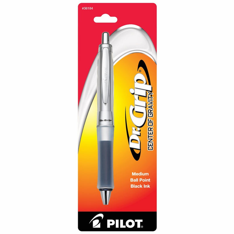 Pilot Dr. Grip Center of Gravity Retractable Ball Point Pen, Medium Point, Black Ink, Grip Color May Vary, Single Pen (36184)