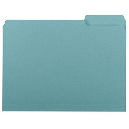 Smead Interior File Folder, 1/3-Cut Tab, Letter Size, Aqua, 100 per Box (10235)