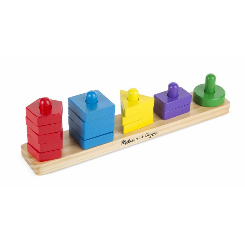 Melissa & Doug Stack and Sort Board - Wooden Educational Toy With 15 Solid Wood Pieces