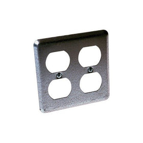 Hubbell-Raco 873 Square Switch Box Wall Plate with (2) Duplex Receptacle, 4-Inch
