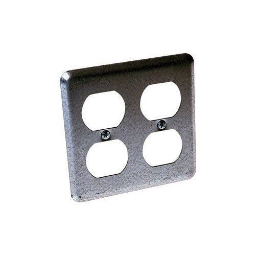 Hubbell-Raco 873 Square Switch Box Wall Plate with (2) Duplex Receptacle, 4-Inch