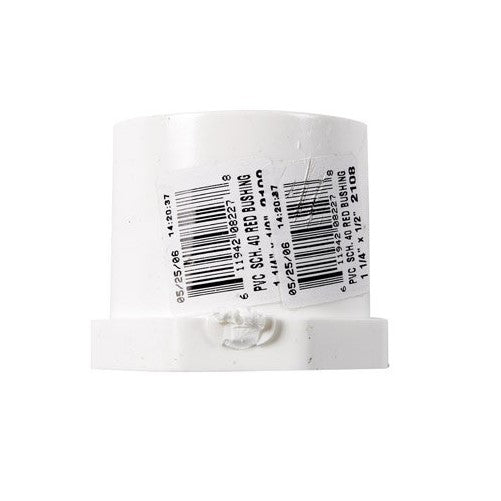 Charlotte Pipe Reducing Bushing Sch 40 Pvc Spg X Fpt 1-1/4 " X 1/2 " White