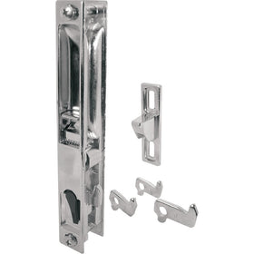 Prime-Line C 1045 Sliding Glass Door Handle Set, 6-5/8 in, Diecast, Chrome Plated, Hook Style, Flush Mount, Non-Handed