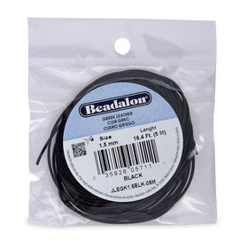 Beadalon Greek Leather 1-1/2mm Black, 5-Meter