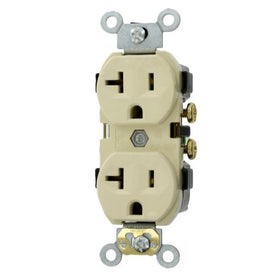 Leviton CR20-IS 20-Amp 125-Volt NEMA 5-20R, 2P, 3W, Narrow Body Duplex Receptacle, Ivory