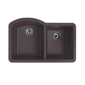 Swanstone QUDB-3322-077 QUDB-3322.077 32-Inch by 21-Inch Undermount Double Bowl Kitchen Sink, Nero