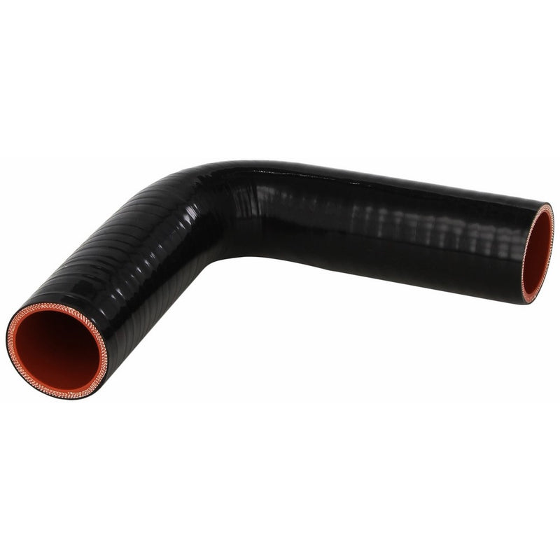 HPS HTSEC90-150-BLK Silicone High Temperature 4-ply Reinforced 90 degree Elbow Coupler Hose, 75 PSI Maximum Pressure, 4" Leg Length on each side, 1-1/2" ID, Black