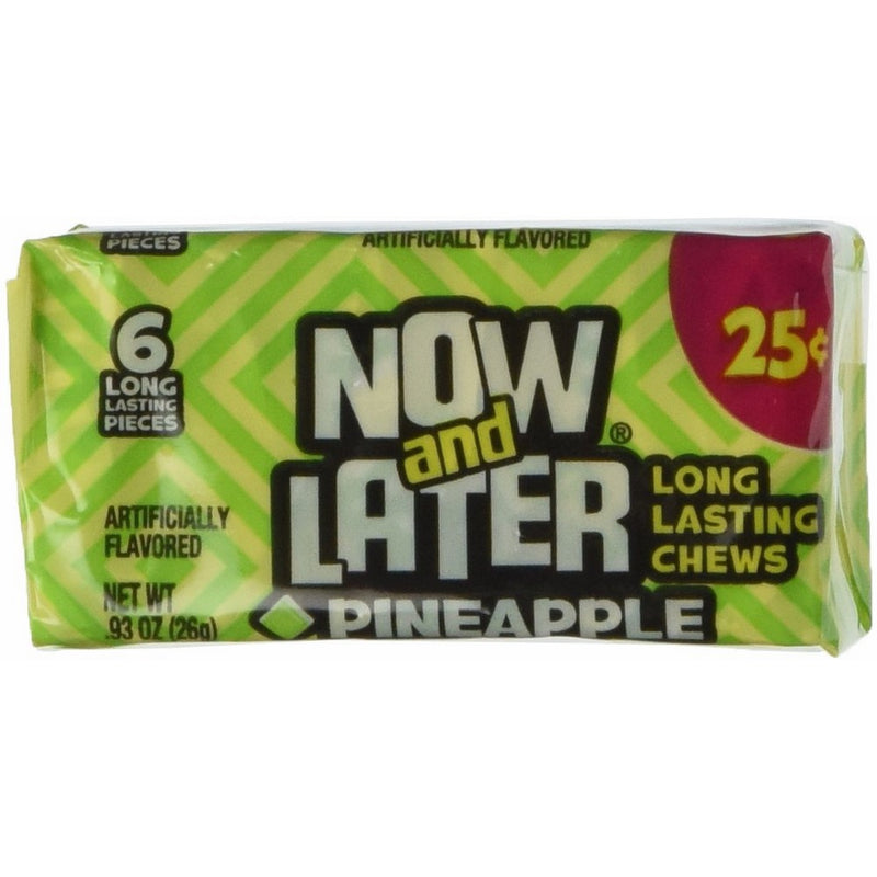 Now and Later Pineapple Flavored Candy Twenty Four 6-piece .93 oz Bars