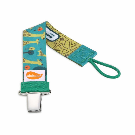 Ulubulu Universal Pacifier Clip, Green Giraffe