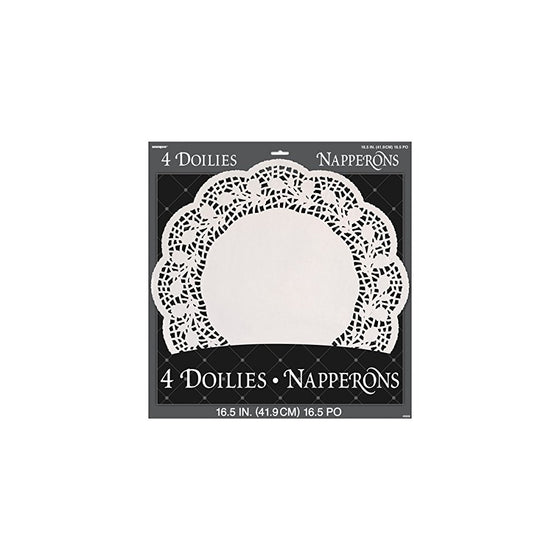 16.5'' White Paper Doilies, 4ct