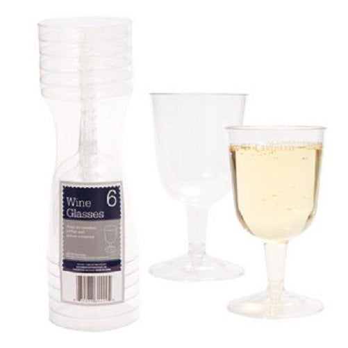 Clear Plastic Wine Glasses, 6-oz., 6-ct. Pack by Party!