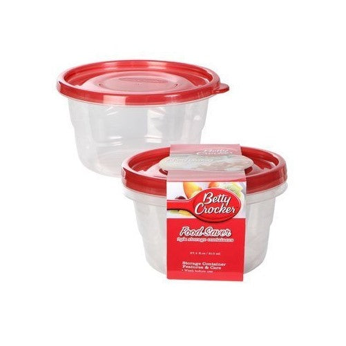 Betty Crocker Round Plastic Food Saver Storage Containers, 2-ct. Packs