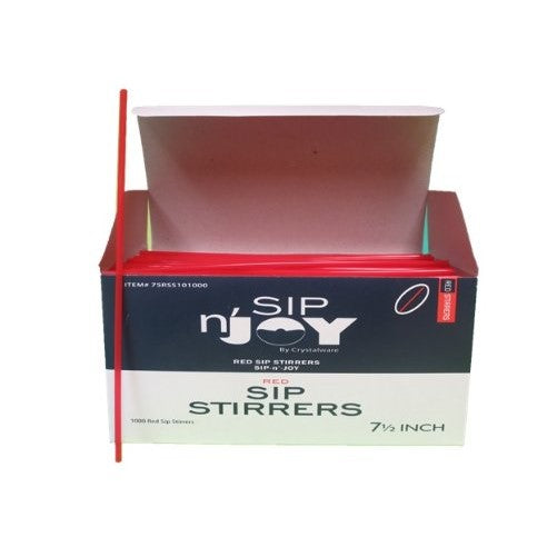 Crystalware Plastic Sip Stirrers 7 1/2 Inch 1000/box, Red