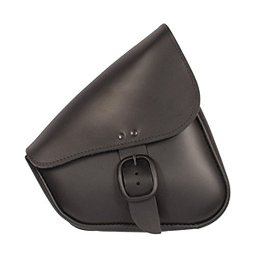 Willie & Max by Dowco 59906-00 Matte Black Leather Buckle Swingarm Bag: Fits Dual Shock Bikes/Sportster/Yamaha Bolt, 9 Liter Capacity