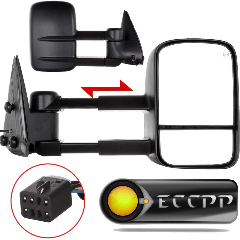 ECCPP Towing Mirrors for Chevy Chevrolet Silverado Tahoe Suburban GMC Sierra Yukon XL Black Power Heated Pair Mirrors 2000 2001 2002