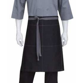 Chef Works Wide Half Bistro Server Apron with Contrast Ties (AW034)