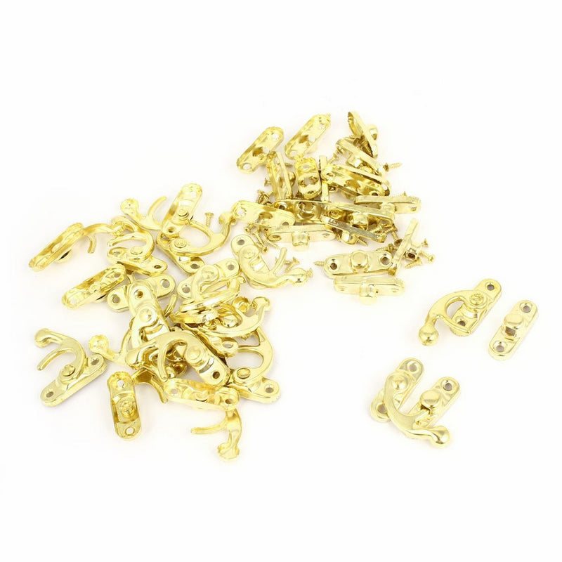Uxcell Right Latch Hook Antique Wood Box Hasp Catch Decor, Gold Tone, 20-Piece