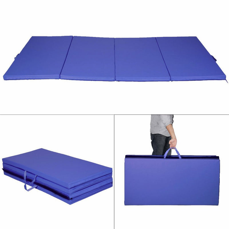Giantex 4'x8'x2 Gymnastics Mat Folding PU Panel Gym Fitness Exercise Christmas Gift (Blue)