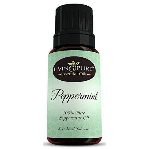Living Pure Essential Oils #1 Peppermint Oil - Aid Indigestion & Freshen Rooms - Natural Headache Relief - 100% Organic Therapeutic & Aromatherapy Grade, 15ml