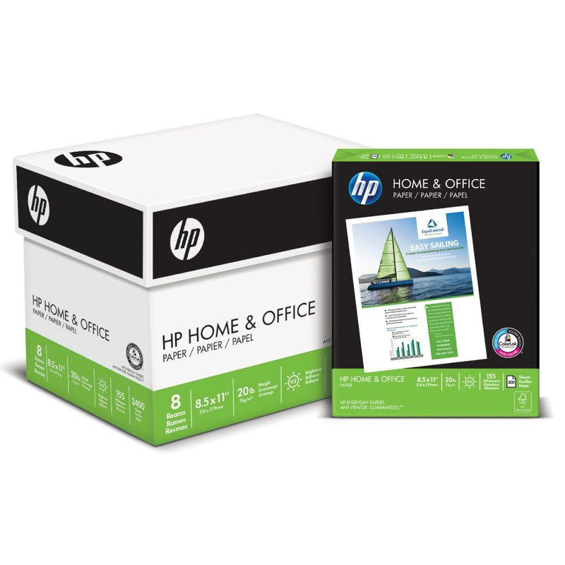 HP Printer Paper, Home & Office20, 8.5 x 11, Letter, 92 Bright, 2,400 Sheets/8 Pack Carton (200300C) Made In The USA