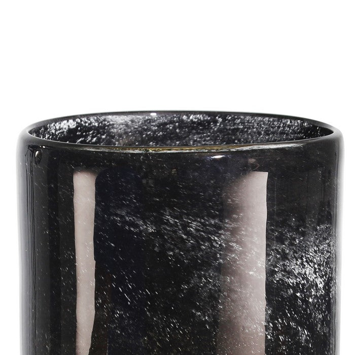 Contemporary Glass Vase with Marble Like Texture, Brown and Black