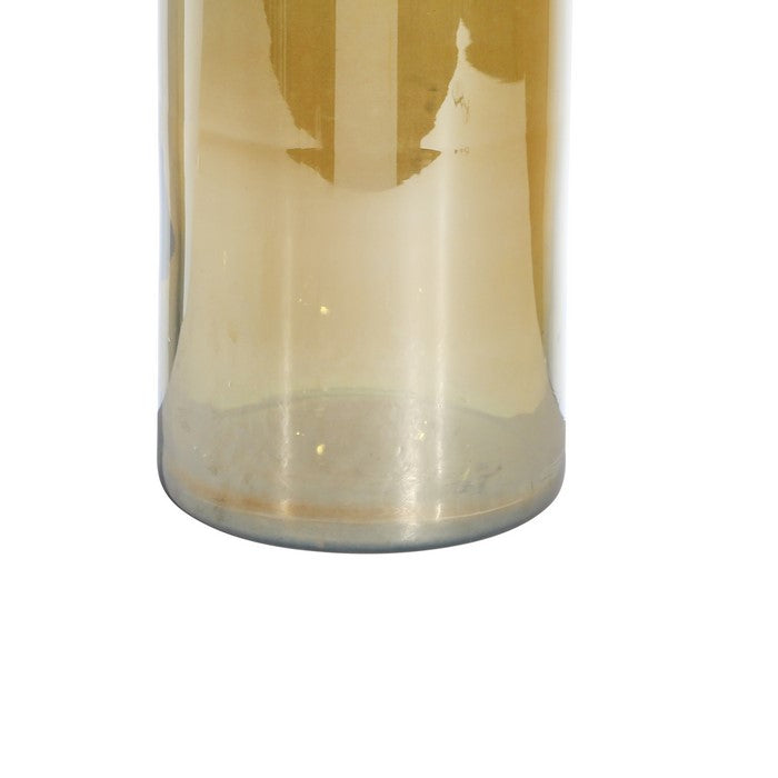 Contemporary Style Glass Vase with Metal Lid, Gold and Silver