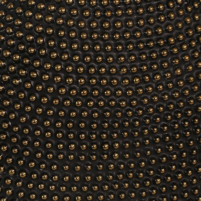 Honeycomb Ceramic Vase with Beaded Details, Gold and Black