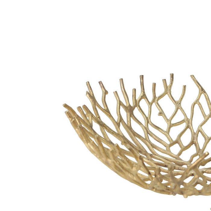 Industrial Style Metal Bowl with Intricate Mesh Design, Set of 2, Gold