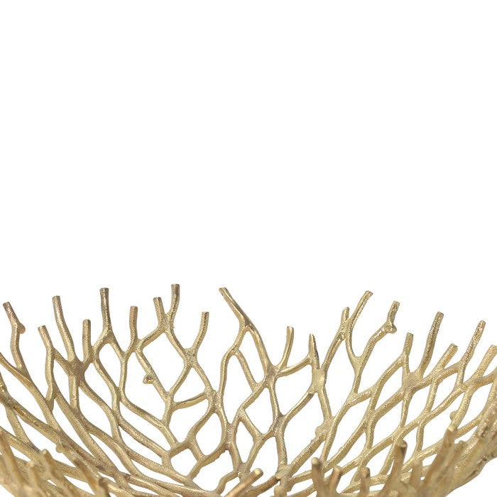 Industrial Style Metal Bowl with Intricate Mesh Design, Set of 2, Gold
