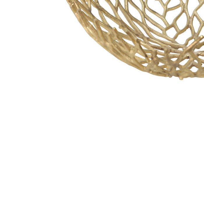 Industrial Style Metal Bowl with Intricate Mesh Design, Set of 2, Gold