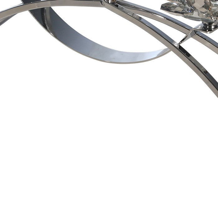 Contemporary Lotus Shaped Glass Candle Holder with Metal Base, Silver