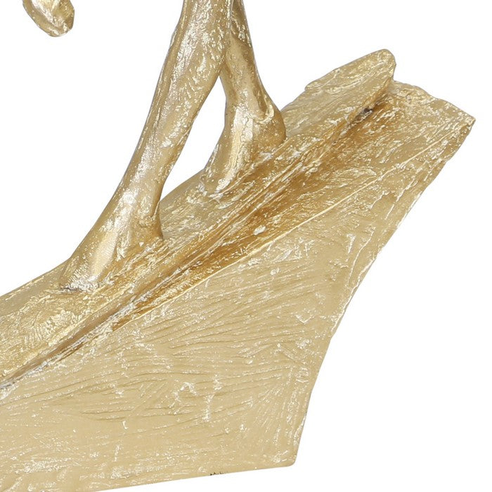 Miniature Polyresin Surfing Couple Statuetted, Gold