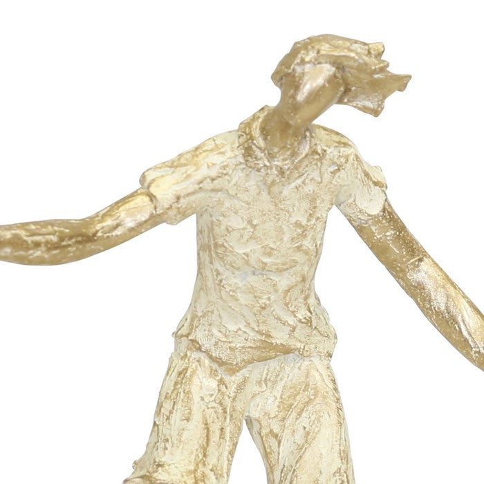 Miniature Polyresin Surfing Couple Statuetted, Gold