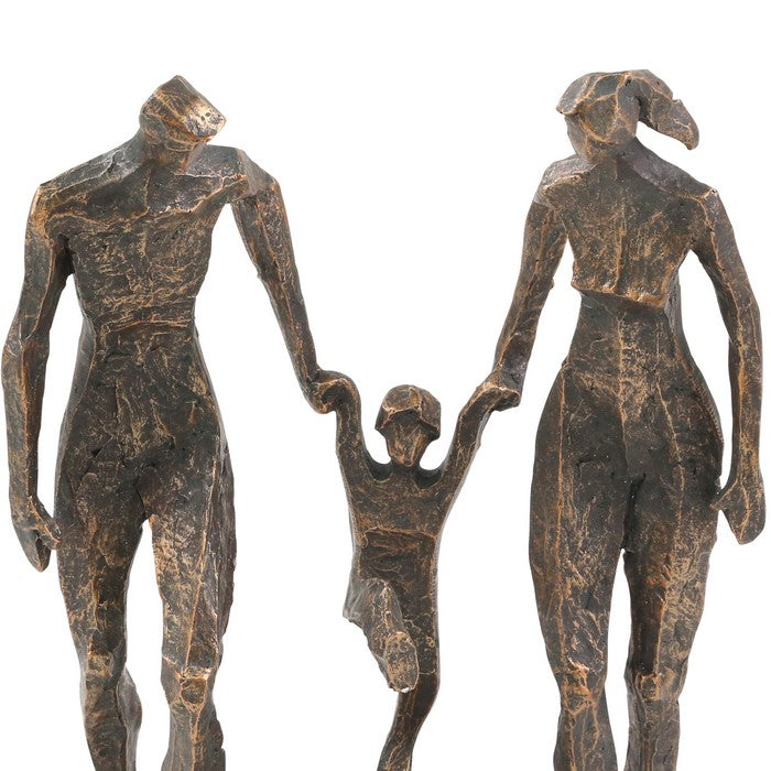 Miniature Polyresin Family Statuetted, Bronze and Gray