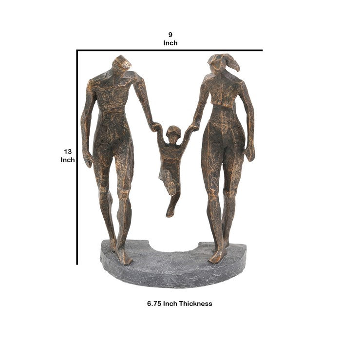 Miniature Polyresin Family Statuetted, Bronze and Gray